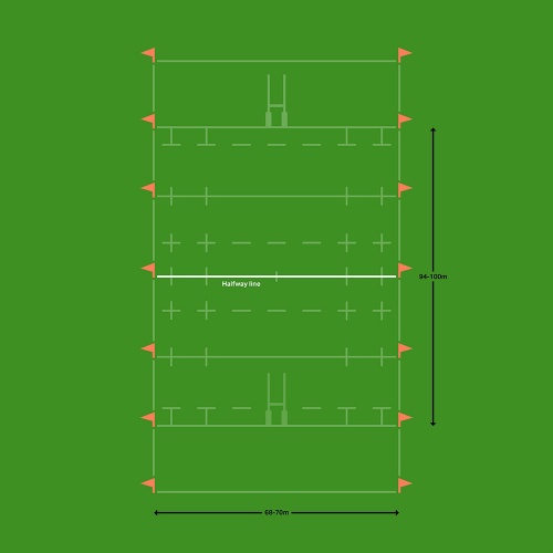 Rugby pitch halfway line marking diagram
