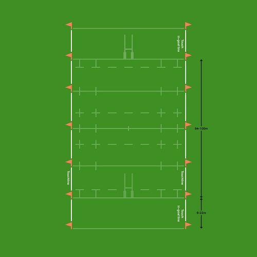 Rugby pitch touch line diagram