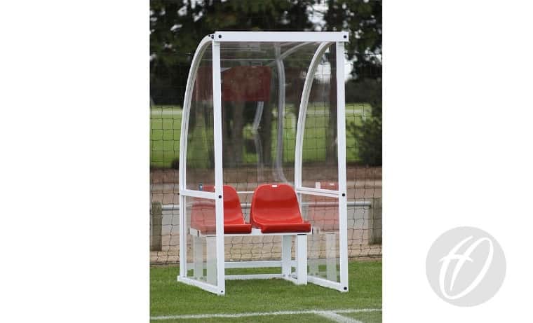 Premier Curved Team Shelter - 2 Person Red Seats Fixed - 1m