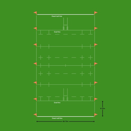 Rugby pitch dead ball line marking diagram