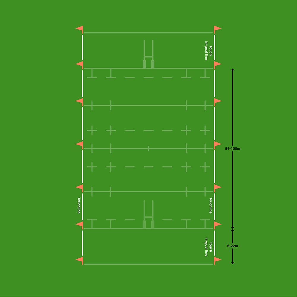 A diagram of dimensions of rugby post height
